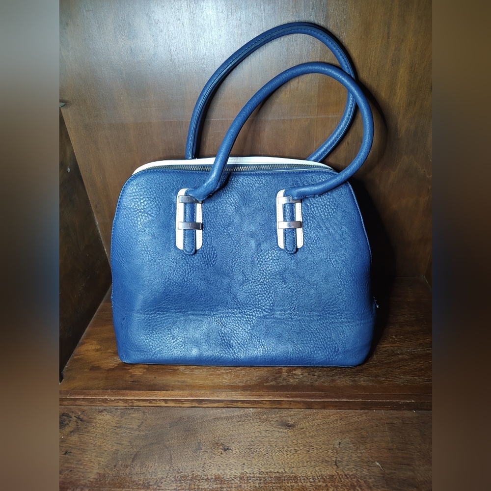 SOLD! Charming Charlie Handbag Women Blue Faux Leather Satchel LIned Purse